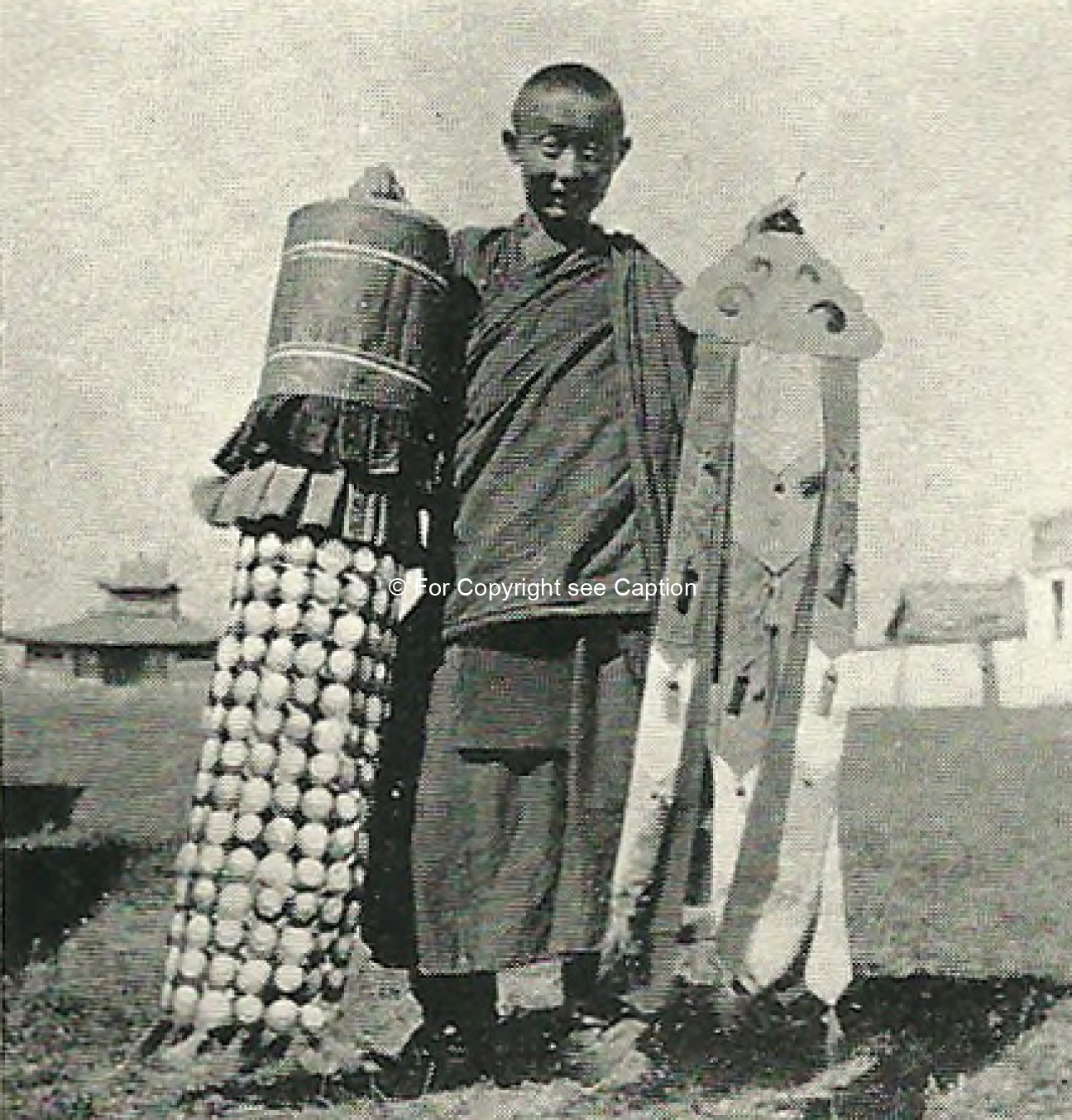 Jantsan and badan held by a gelen lama. Binsteed, G. C., 